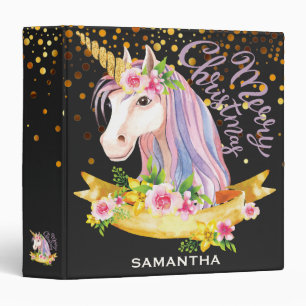 Personalized Unicorn Face Gold Glitter Photo Album Binder