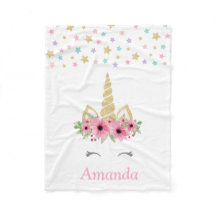 Personalized Unicorn Fleece Blanket
