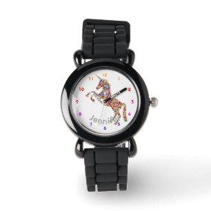Personalized UNICORN Girls watch SILVER - add name