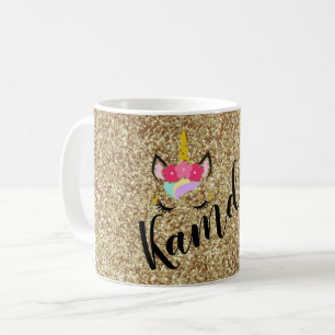 Personalized Unicorn Gold Glitter Coffee Mug