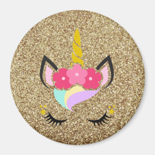 Personalized Unicorn Gold Glitter Magnet