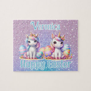 Personalized Unicorn Happy Easter Jigsaw Puzzle