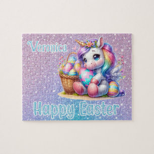 Personalized Unicorn Happy Easter Jigsaw Puzzle