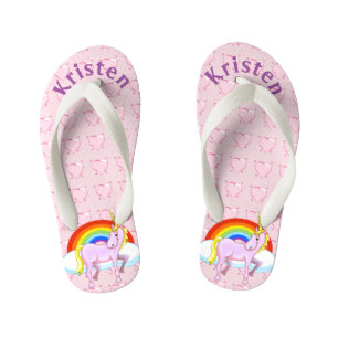 Personalized Unicorn & Hearts Flip Flops
