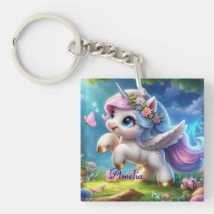 Personalized Unicorn Keychain Custom Name Gift