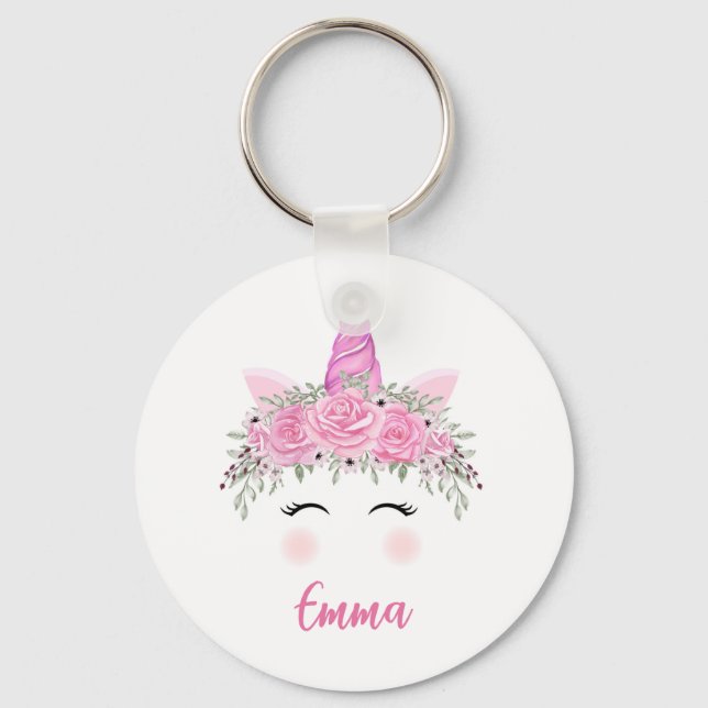 Personalized Unicorn Keychain With Pink Name (Front)