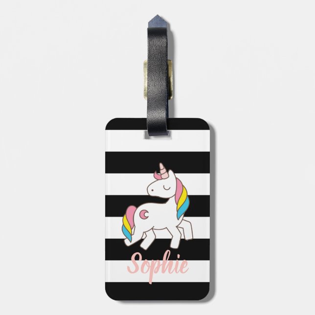 Personalized unicorn luggage tag (Back Vertical)