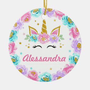 Personalized Unicorn Magical Party Favour Ceramic Ornament