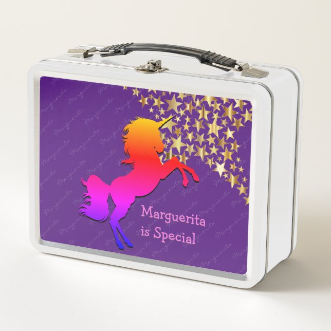 Personalized UNICORN Metal Lunch Box (Front)
