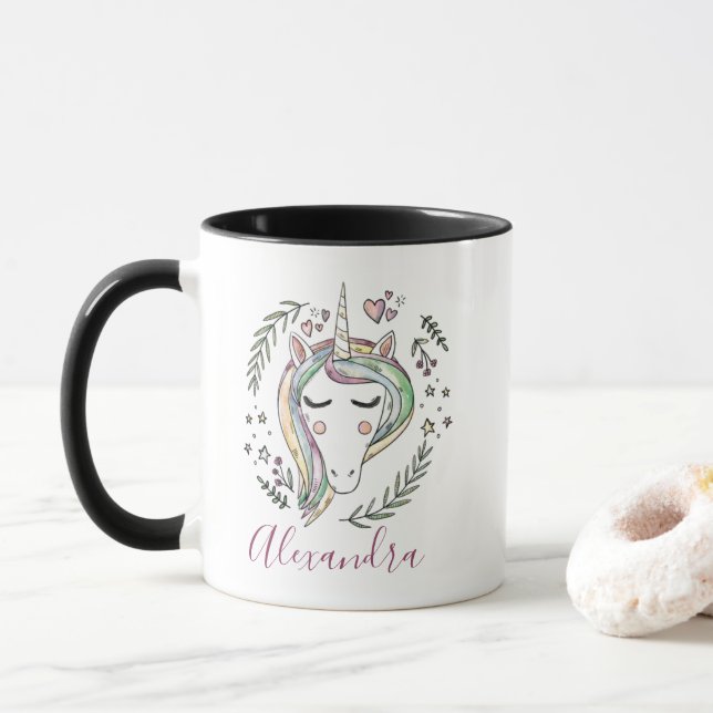 Personalized Unicorn Mug Watercolor (With Donut)