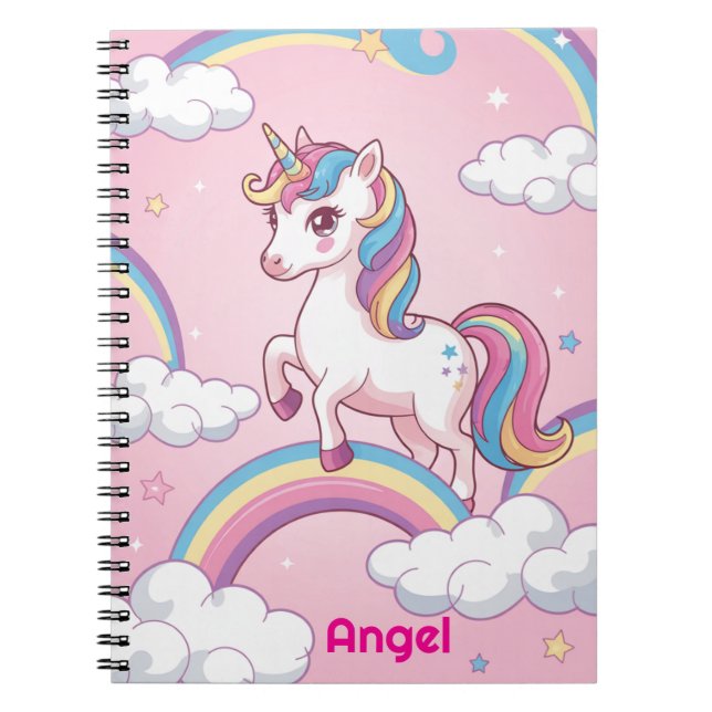 Personalized Unicorn Notebook – Magical Rainbow Jo (Front)