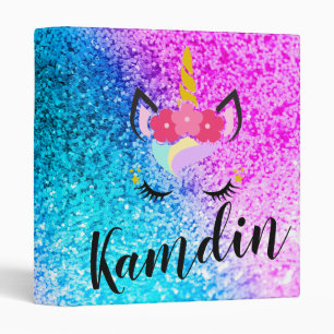 Personalized Unicorn Ombre 3 Ring Binder Scrapbook