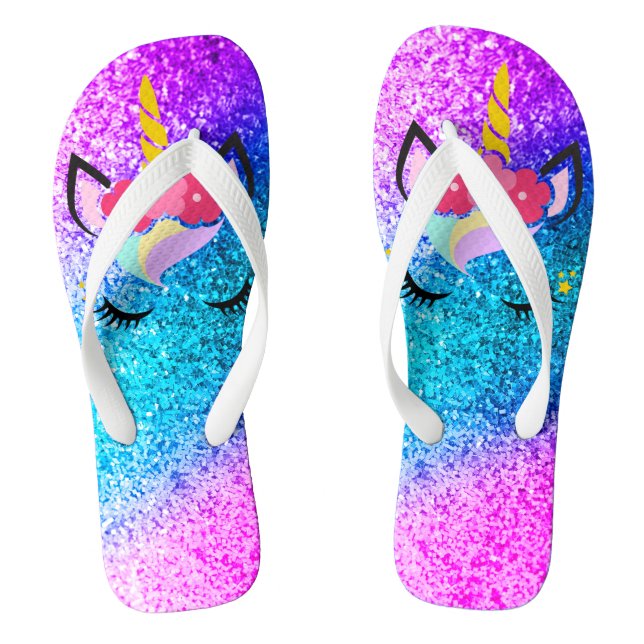 Personalized Unicorn Ombre Glitte Flipflop Sandals (Footbed)