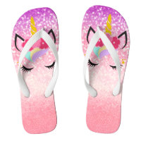 Personalized Unicorn Ombre Glitte Flipflop Sandals