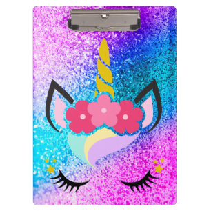 Personalized Unicorn Ombre Glitter Clip Board