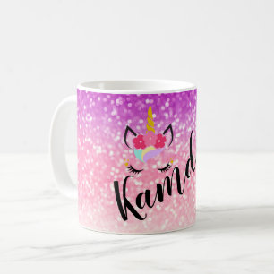 Personalized Unicorn Ombre Glitter Coffee Mug