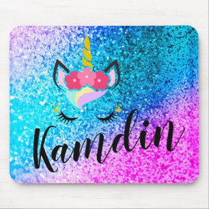 Personalized Unicorn Ombre Glitter Mouse Pad