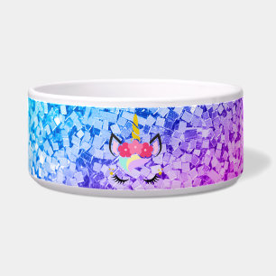 Personalized Unicorn Ombre Glitter Pet Bowls
