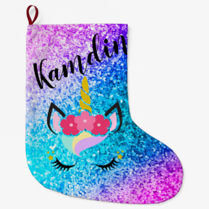 Personalized Unicorn Ombre Glitter Stocking