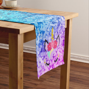 Personalized Unicorn Ombre Glitter Table Runner