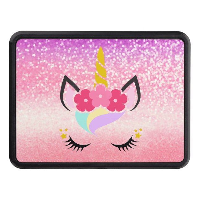 Personalized Unicorn Ombre Glitter Trailer Hitch Trailer Hitch Cover (Front)