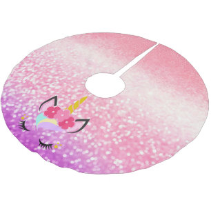 Personalized Unicorn Ombre Glitter Tree Skirt