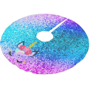 Personalized Unicorn Ombre Glitter Tree Skirt