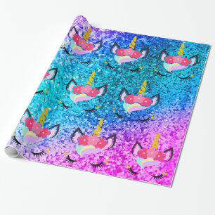 Personalized Unicorn Ombre Glitter Wrapping Paper