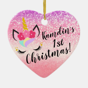 Personalized Unicorn Ombre Glitter XMAS Ornament