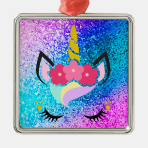 Personalized Unicorn Ombre Glitter XMAS Ornament