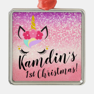 Personalized Unicorn Ombre Glitter XMAS Ornament