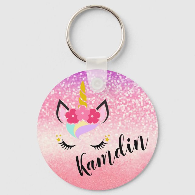 Personalized Unicorn Ombre Key Chain Zipper Pull (Front)