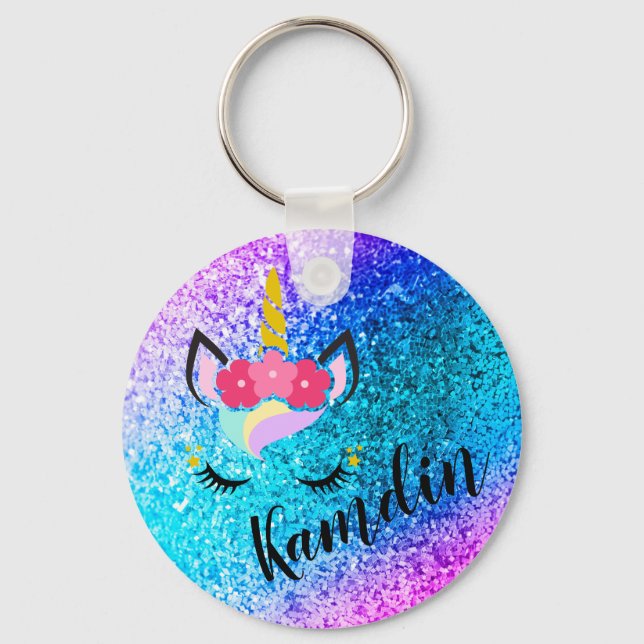 Personalized Unicorn Ombre Key Chain Zipper Pull (Front)
