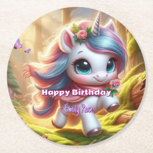 Personalized Unicorn Paper Coasters