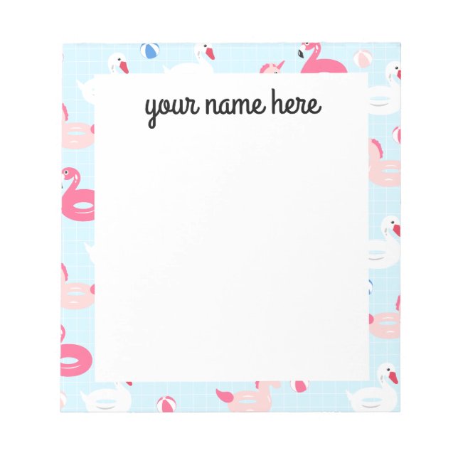 Personalized Unicorn Pool Float Notepad (Front)
