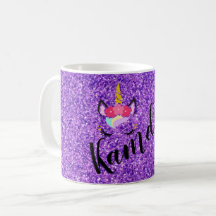 Personalized Unicorn Purple Glitter Coffee Mug