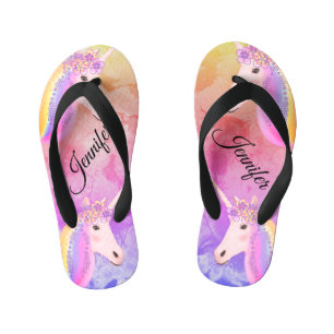 Personalized Unicorn Rainbow Colourful Kid's Flip Flops