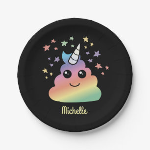 Personalized Unicorn Rainbow Poop Emoji Paper Plate