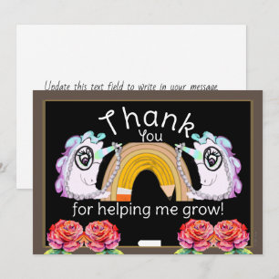 Personalized Unicorn Rainbow Teacher Thank You Card