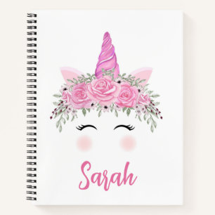Personalized Unicorn Sketchbook With Pink Name Notebook
