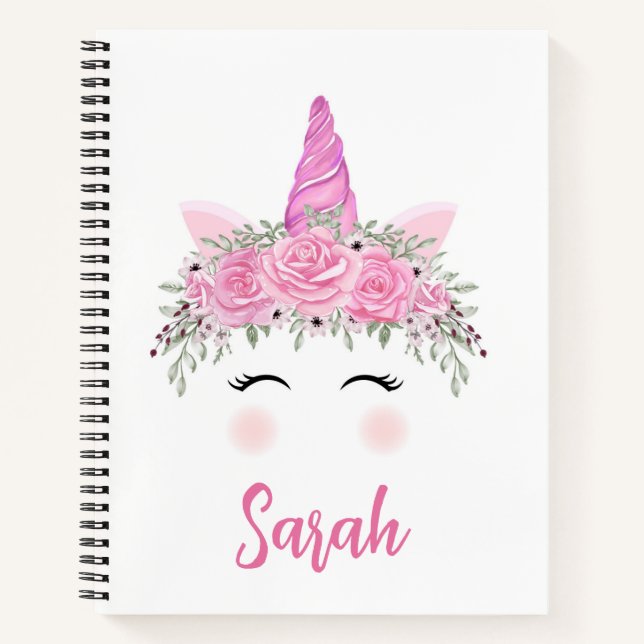 Personalized Unicorn Sketchbook With Pink Name Notebook (Front)