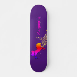 Personalized UNICORN Starry Purple Skateboard