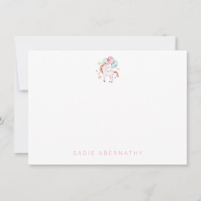 Personalized Unicorn Thank You Note Cards (Front)