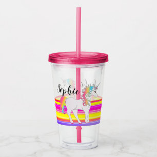 Personalized Unicorn Tumbler With Straw