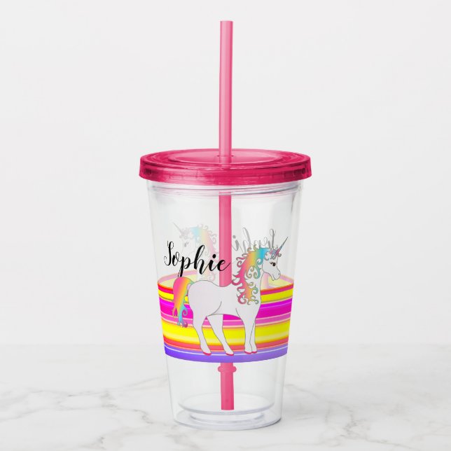 Personalized Unicorn Tumbler With Straw (Front)