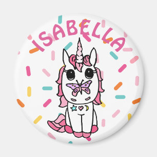 Personalized Unicorn with Butterfly on Nose Magnet
