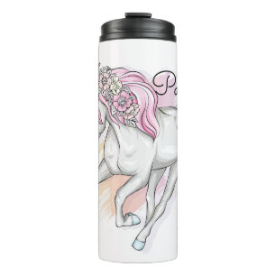 Personalized Unicorn with Flowers Thermal Tumbler