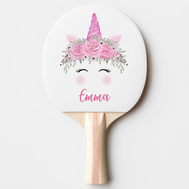 Personalized Unicorn With Pink Name Ping Pong Paddle (Front)