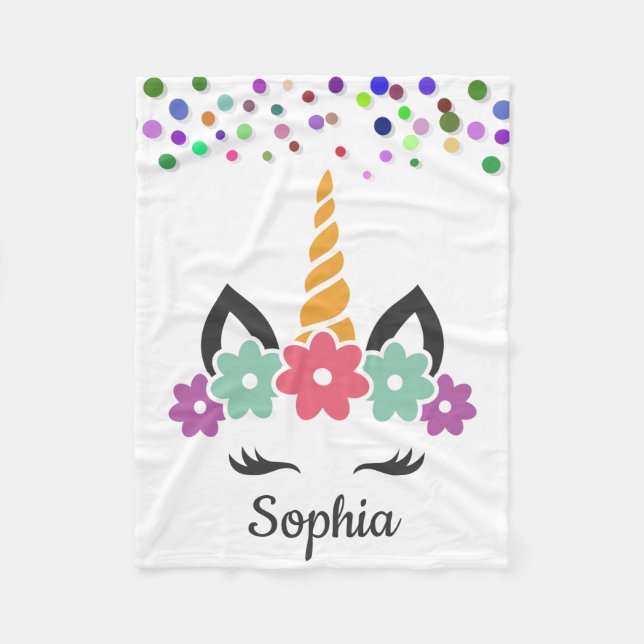 Personalized Unicorn  with Pony Black Fleece Blank Blanket (Front)