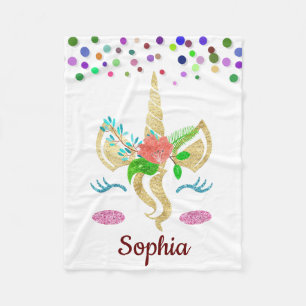 Personalized Unicorn with Pony Fleece Blanket